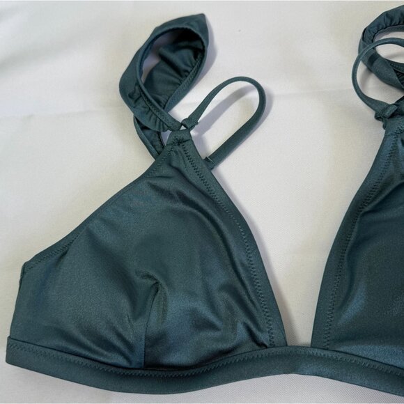 PINK by VS Bikini Swim Top Medium Green Adjustable Removable Padding Beach Resor - Picture 3 of 9